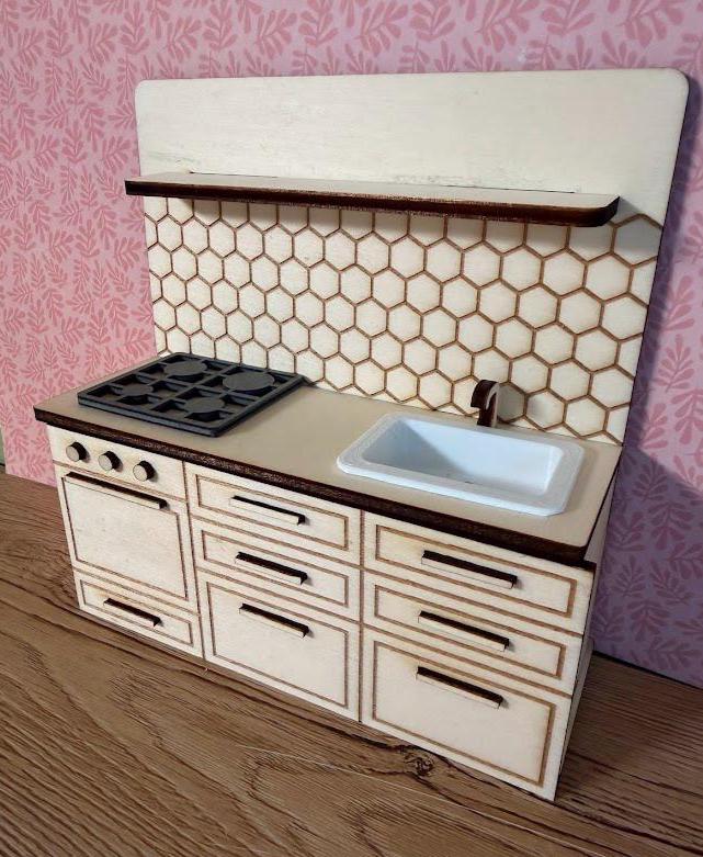 DIY Hexagon Dollhouse Kitchen – Clean Modern Design
