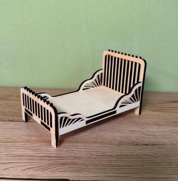 DIY Vintage Art Nouveau Miniature Bed – Wooden Furniture for Maileg & Dolls