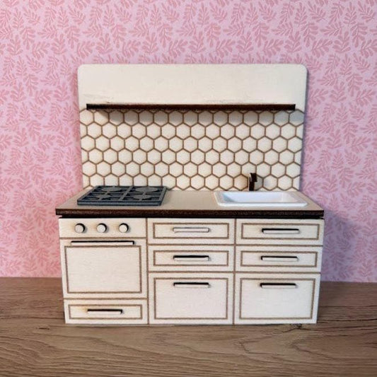 DIY Hexagon Dollhouse Kitchen – Clean Modern Design