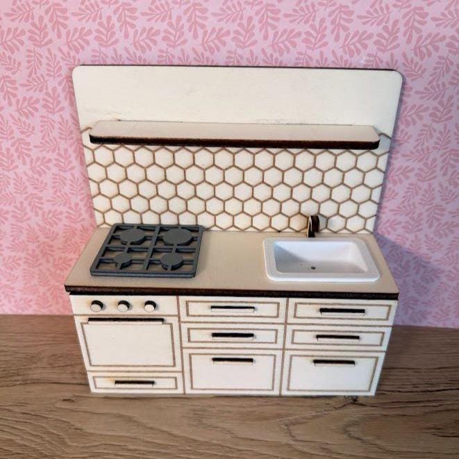 DIY Hexagon Dollhouse Kitchen – Clean Modern Design