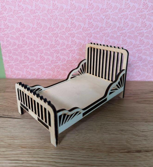 DIY Vintage Art Nouveau Miniature Bed – Wooden Furniture for Maileg & Dolls