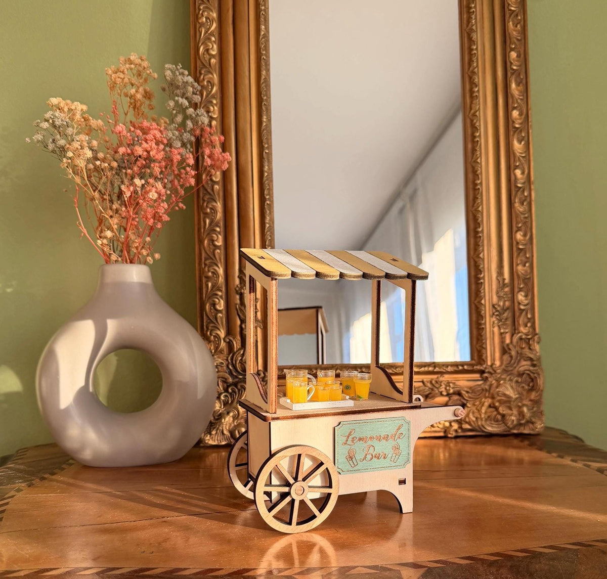 Miniature Lemonade Stand – Rolling Market Cart, handmade 1:12 miniature – photo 6