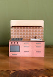 Miniature Kitchen with Hand-Painted Backsplash – Pink, handmade 1:12 miniature – photo 3