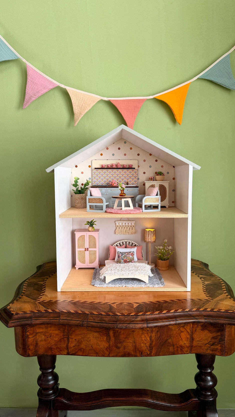 Dollhouse Double Bed – Wooden Bedroom, 1:12 Scale, handmade – photo 8