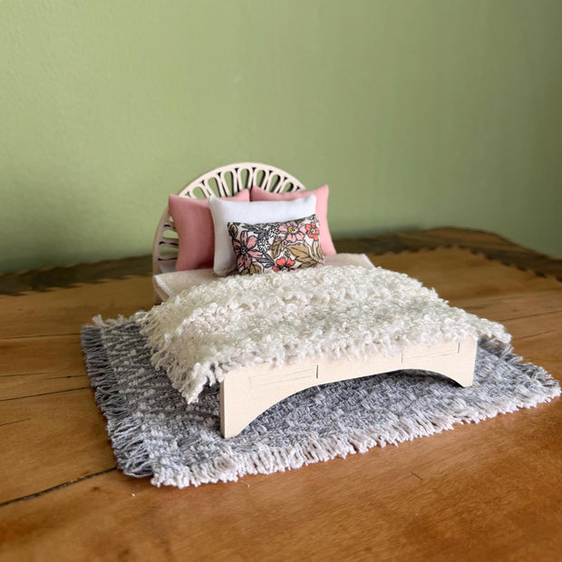 Dollhouse Double Bed – Wooden Bedroom, 1:12 Scale, handmade – photo 2