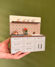 Miniature Kitchen with Hand-Painted Backsplash – Light Grey, handmade 1:12 miniature – photo 10