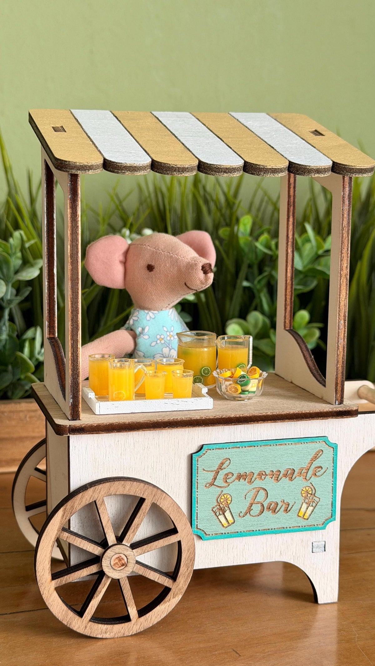 Miniature Lemonade Stand – Rolling Market Cart, handmade 1:12 miniature – photo 7