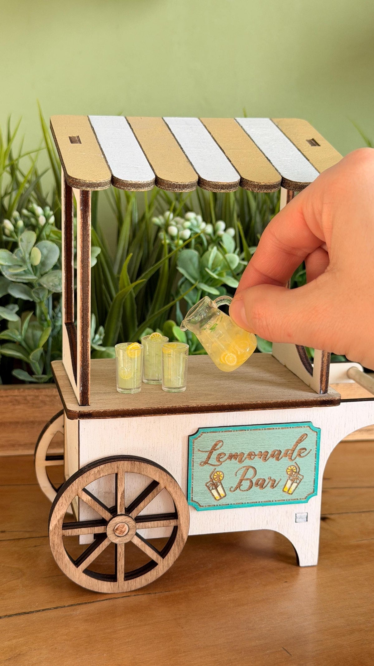 Miniature Lemonade Stand – Rolling Market Cart, handmade 1:12 miniature – photo 4