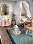 Tiny Plush Puppy in a Miniature Dog Bed, handmade 1:12 miniature – photo 5