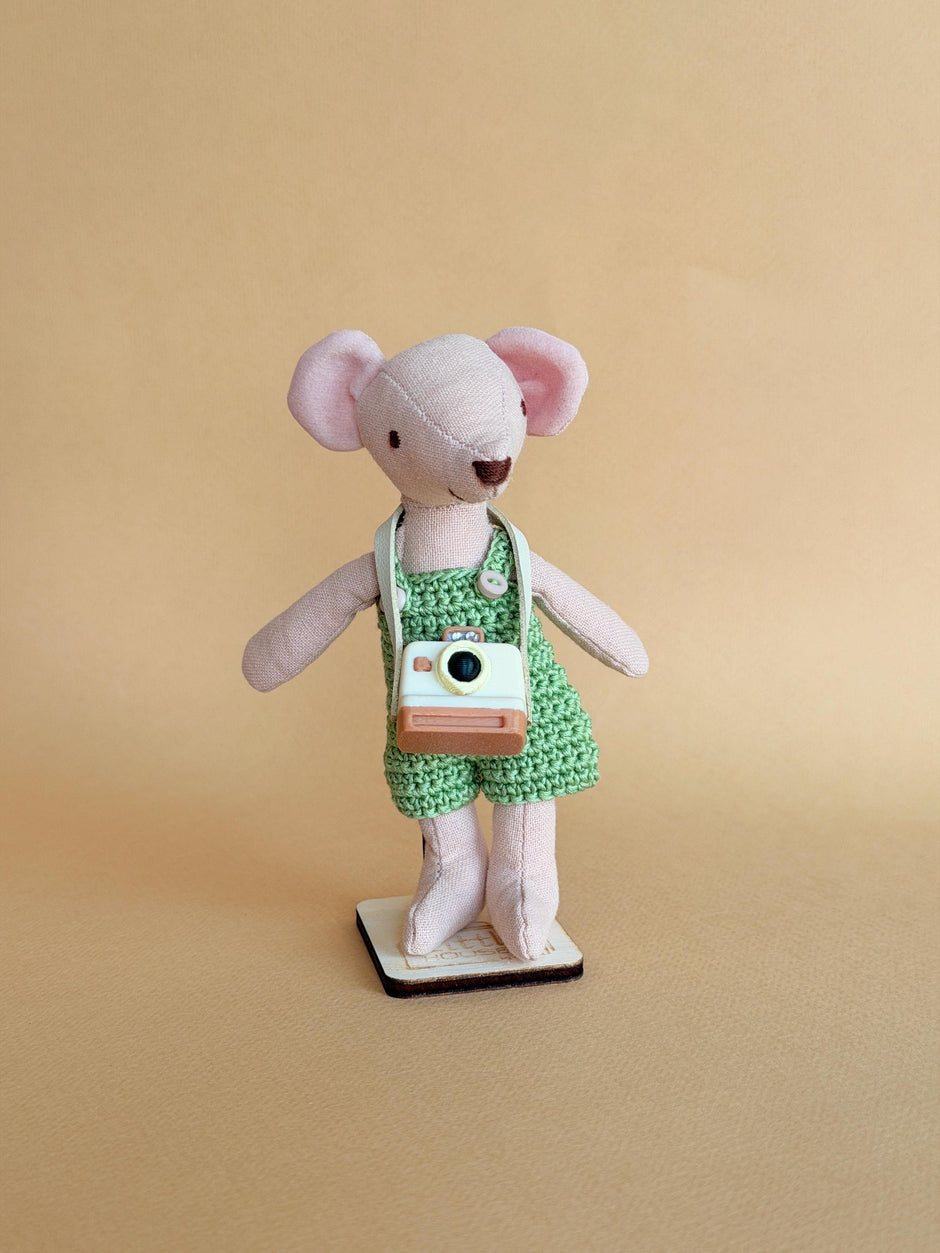 Pip – handmade fabric mouse doll, 13 cm – photo 7