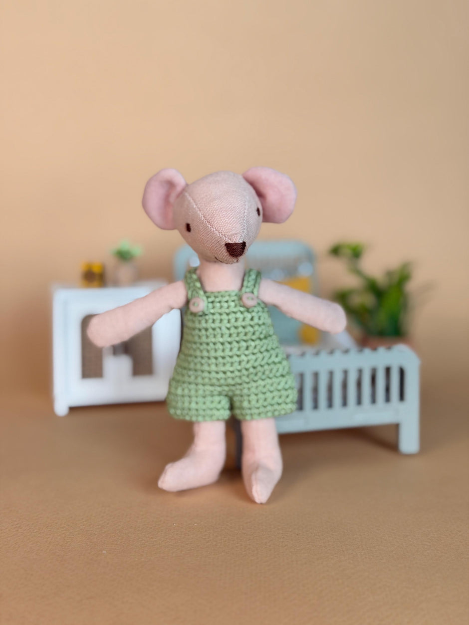 Pip – handmade fabric mouse doll, 13 cm – photo 2