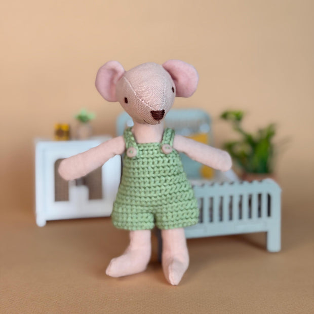 Pip – handmade fabric mouse doll, 13 cm – photo 2