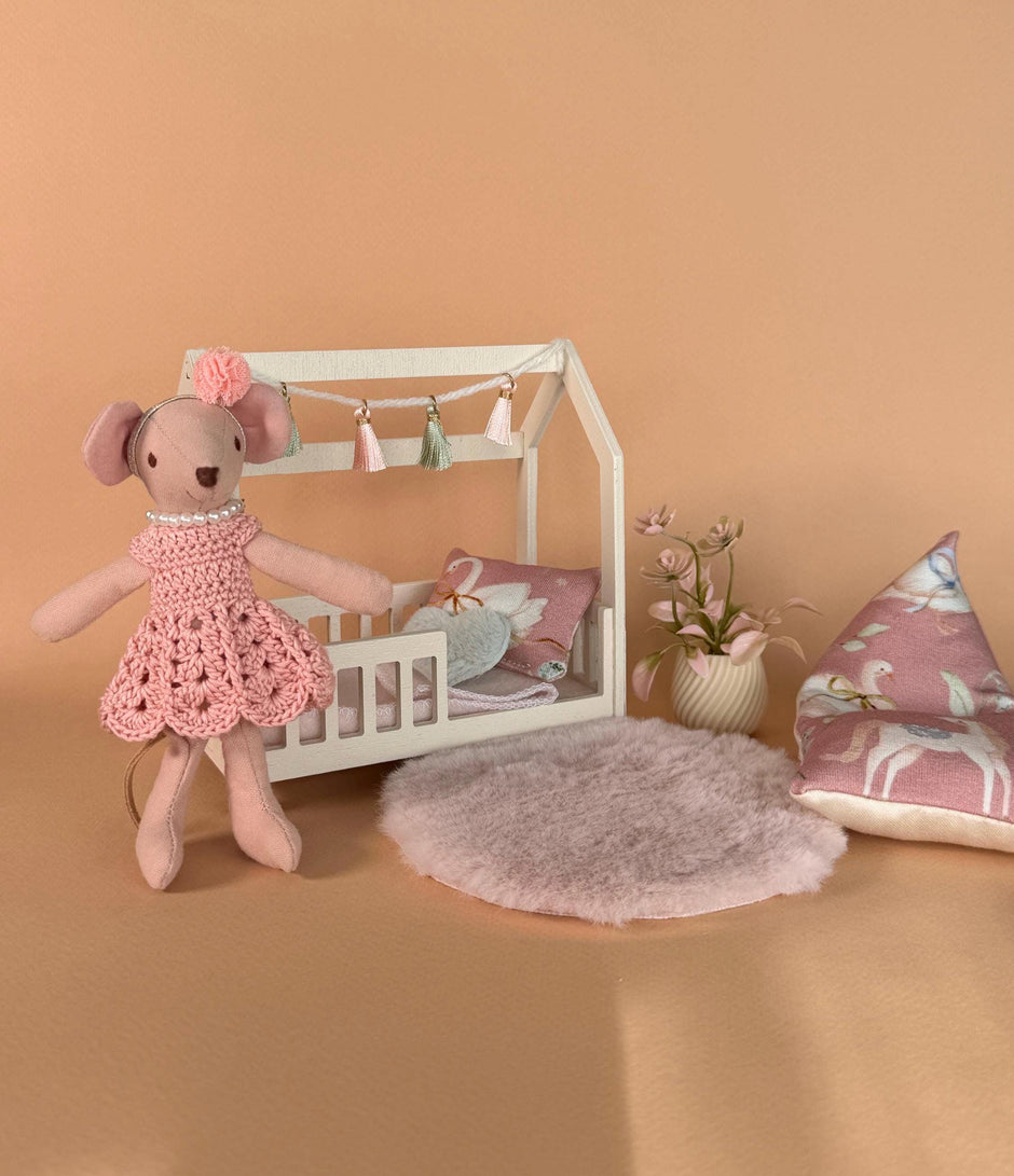 Ballerina Dollhouse Bedroom, 1:12 Scale, handmade