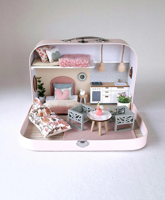 Pastel Bloom – Medium Suitcase Dollhouse– Medium Suitcase Dollhouse